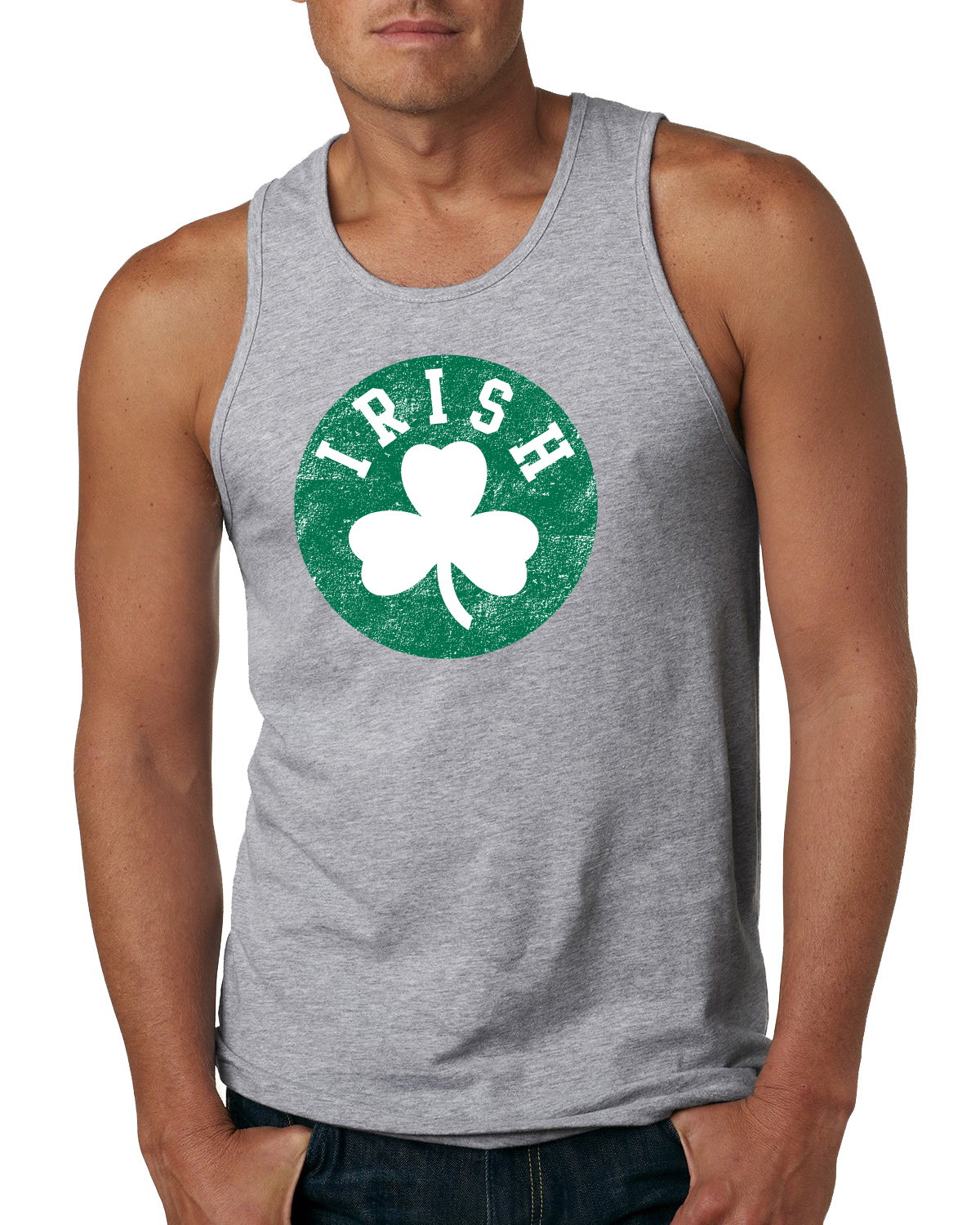 Vintage Irish Shamrock Classic St Patricks Day Men Graphic Tank Top - Picture 4 of 4