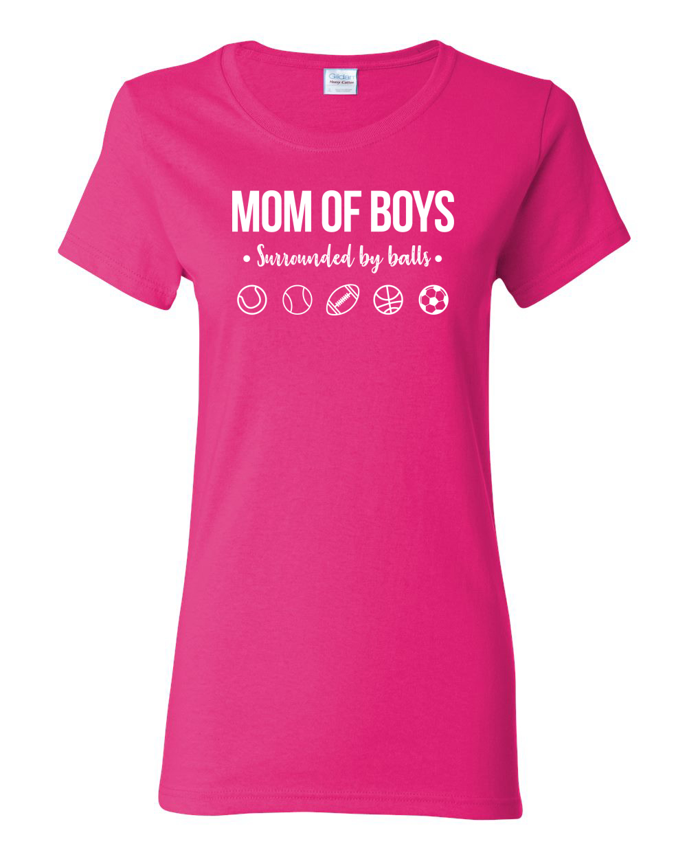 Mom of Boys Surrounded by Balls OutNumbered Wife Gift Women Graphic Shirt - Picture 16 of 16