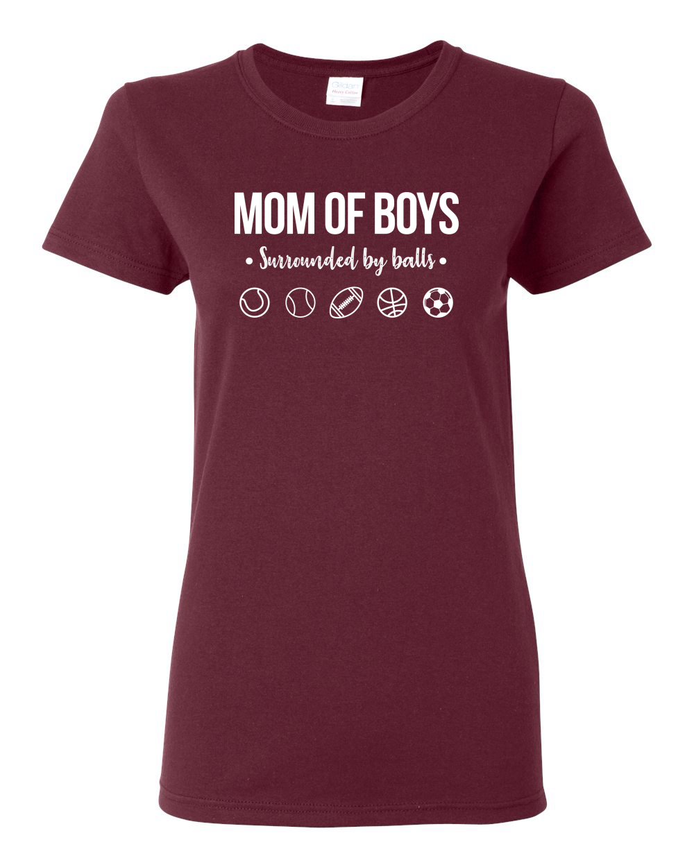 Mom of Boys Surrounded by Balls OutNumbered Wife Gift Women Graphic Shirt - Picture 10 of 16