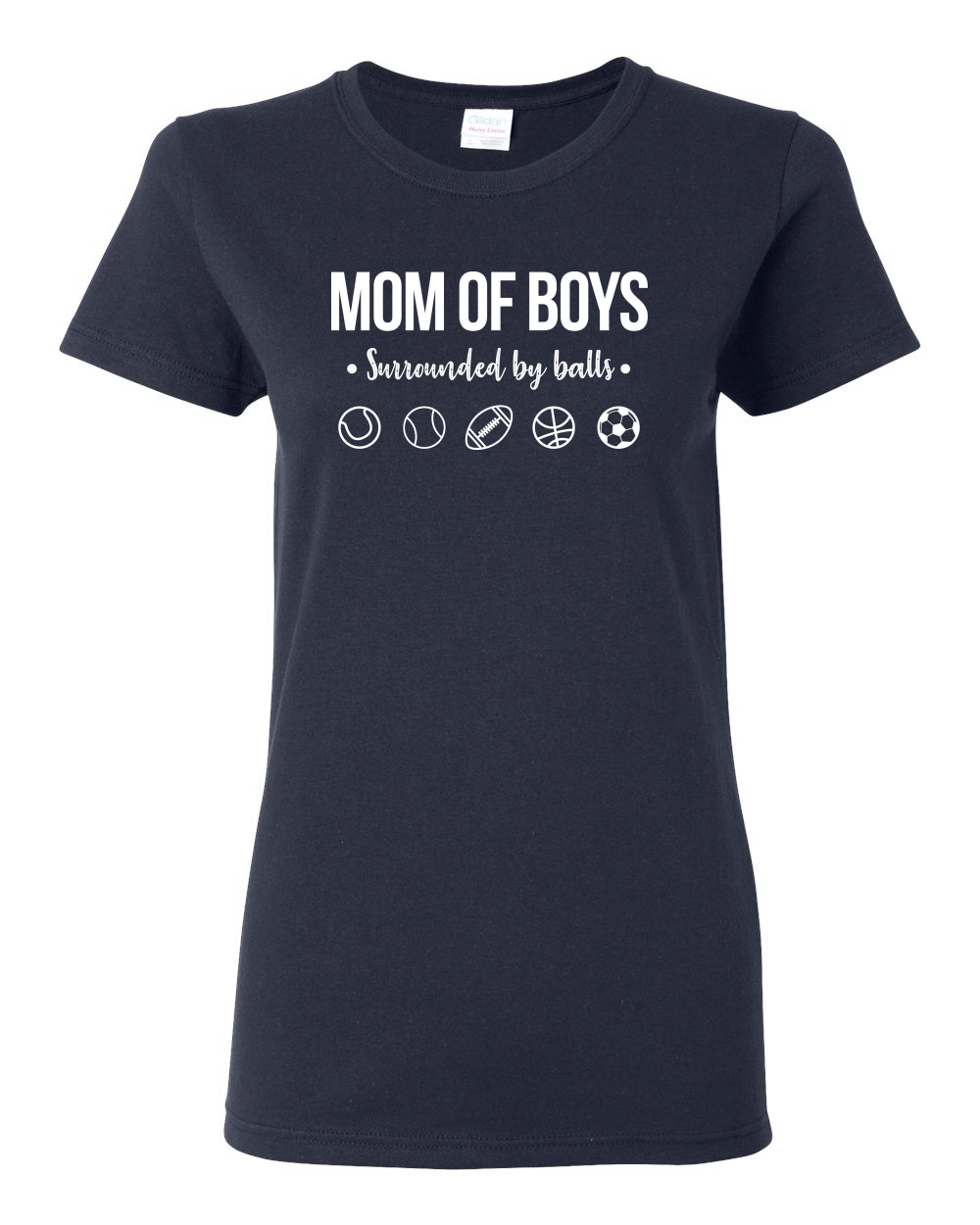 Mom of Boys Surrounded by Balls OutNumbered Wife Gift Women Graphic Shirt - Picture 11 of 16