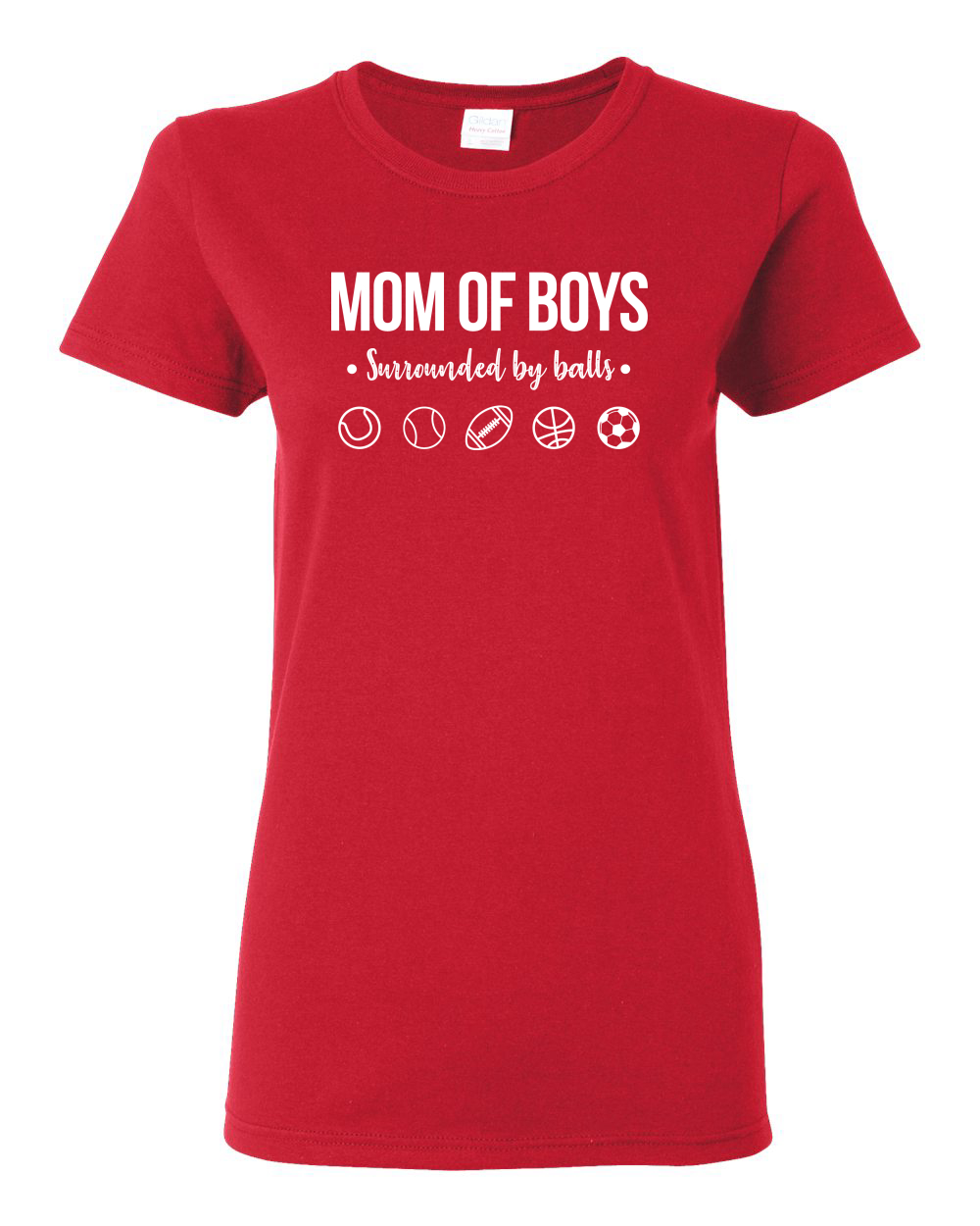Mom of Boys Surrounded by Balls OutNumbered Wife Gift Women Graphic Shirt - Picture 14 of 16