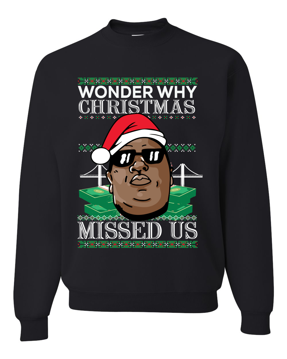 Biggie Smalls Wonder Why Christmas Missed Us Unisex Crewneck Sweatshirt