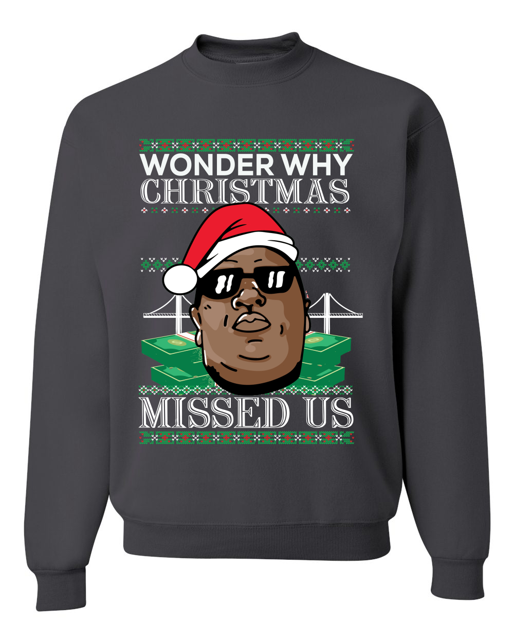 Biggie Smalls Wonder Why Christmas Missed Us Unisex Crewneck Sweatshirt