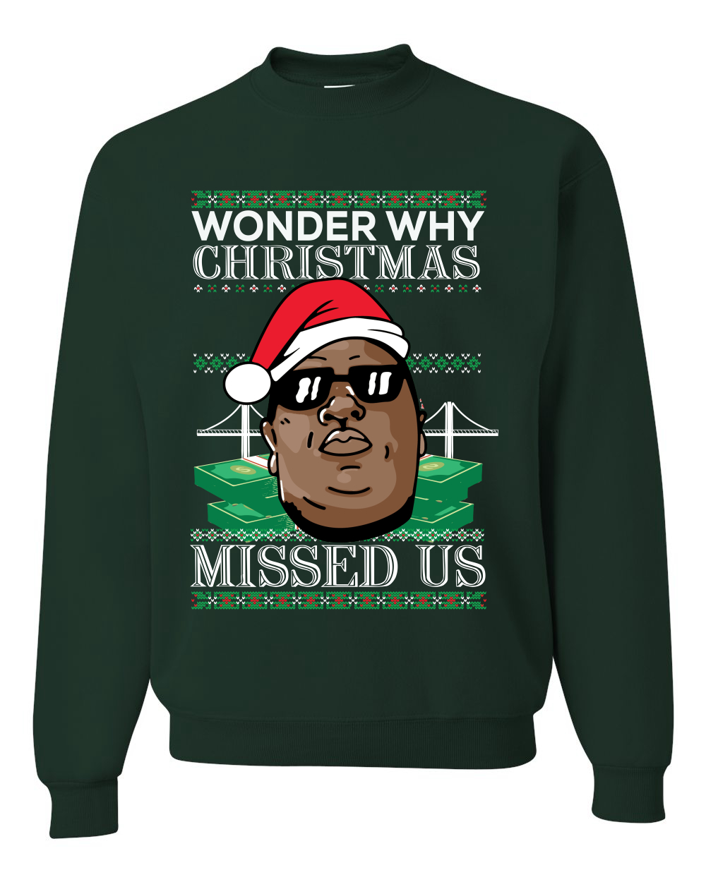 Biggie Smalls Wonder Why Christmas Missed Us Unisex Crewneck Sweatshirt