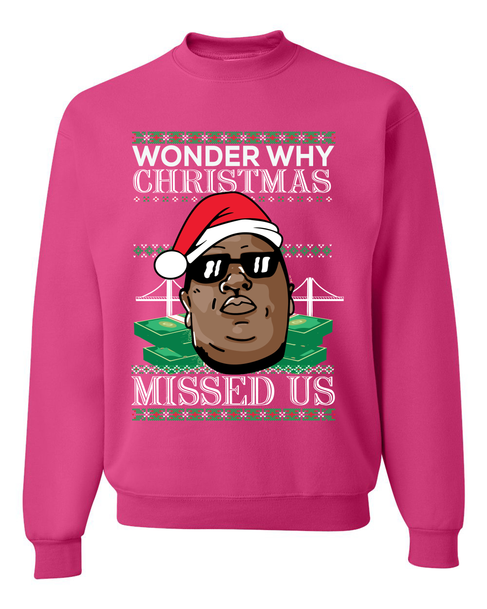 Biggie Smalls Wonder Why Christmas Missed Us Unisex Crewneck Sweatshirt