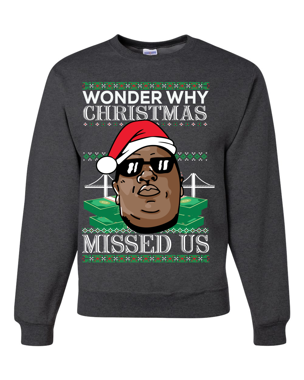 Biggie Smalls Wonder Why Christmas Missed Us Unisex Crewneck Sweatshirt