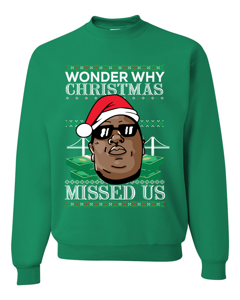 Biggie Smalls Wonder Why Christmas Missed Us Unisex Crewneck Sweatshirt