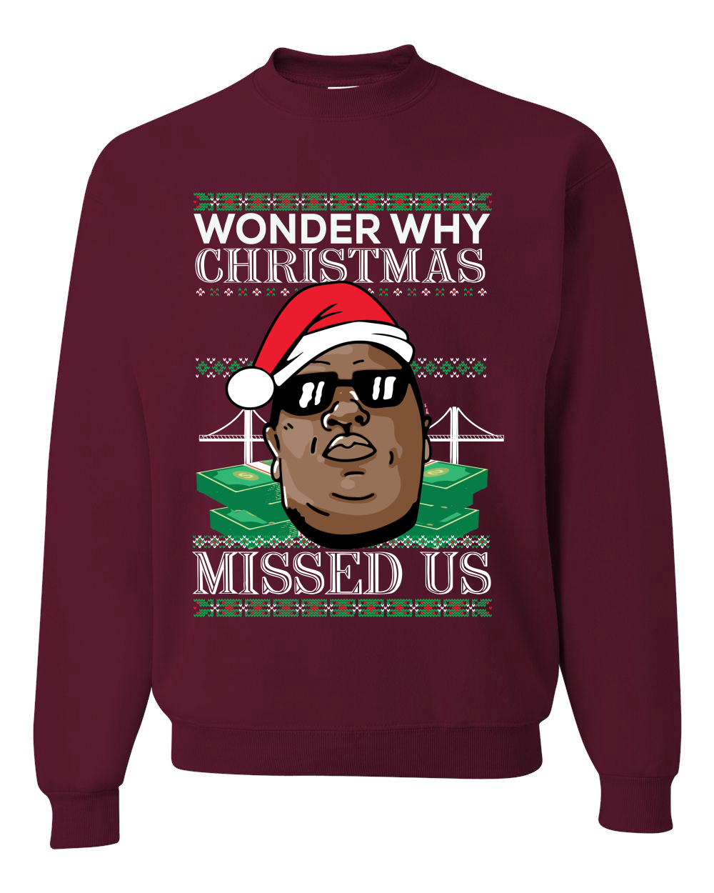 Biggie Smalls Wonder Why Christmas Missed Us Unisex Crewneck Sweatshirt