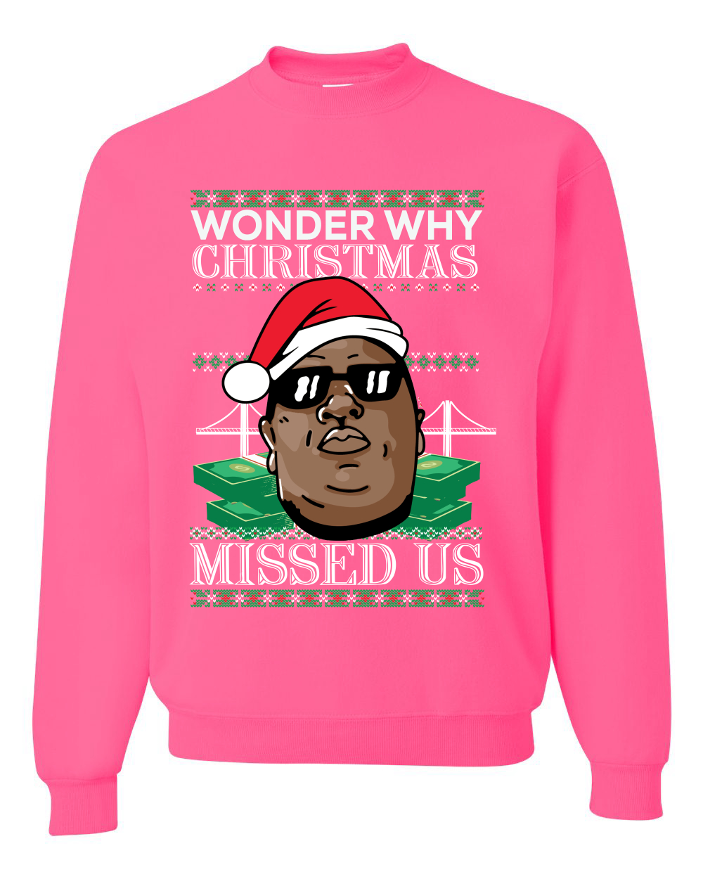 Biggie Smalls Wonder Why Christmas Missed Us Unisex Crewneck Sweatshirt