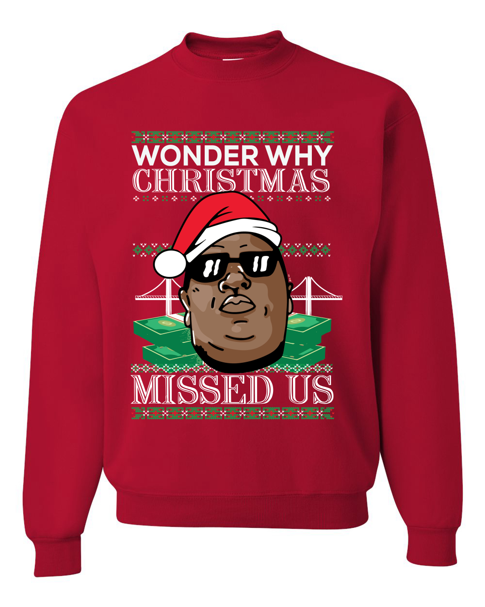 Biggie Smalls Wonder Why Christmas Missed Us Unisex Crewneck Sweatshirt