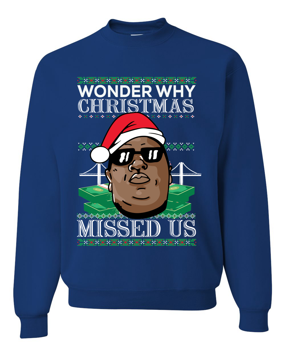 Biggie Smalls Wonder Why Christmas Missed Us Unisex Crewneck Sweatshirt