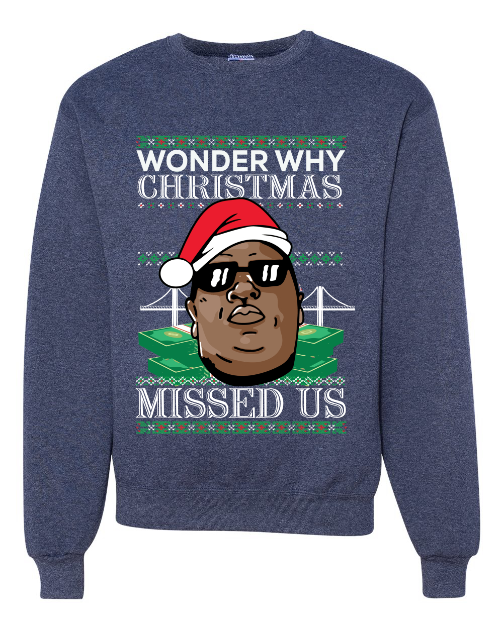 Biggie Smalls Wonder Why Christmas Missed Us Unisex Crewneck Sweatshirt