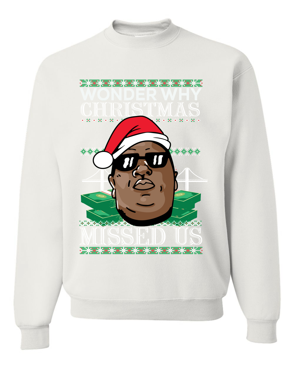 Biggie Smalls Wonder Why Christmas Missed Us Unisex Crewneck Sweatshirt