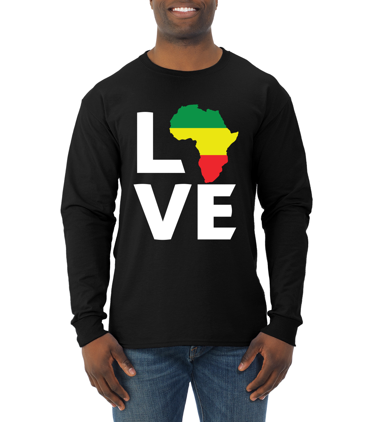 LOVE Africa Black History Month Men Long Sleeve Shirt