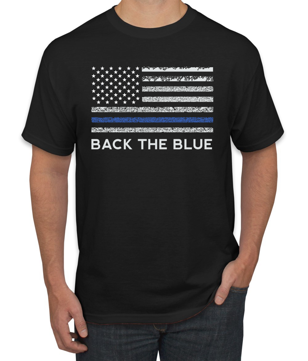 American Flag Back the Blue Support Men Graphic Tshirt