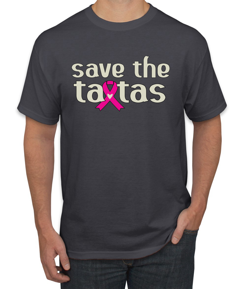 Camiseta para hombre Save the Tatas rosa con cinta de sobreviviente de cáncer - Imagen 4 de 25