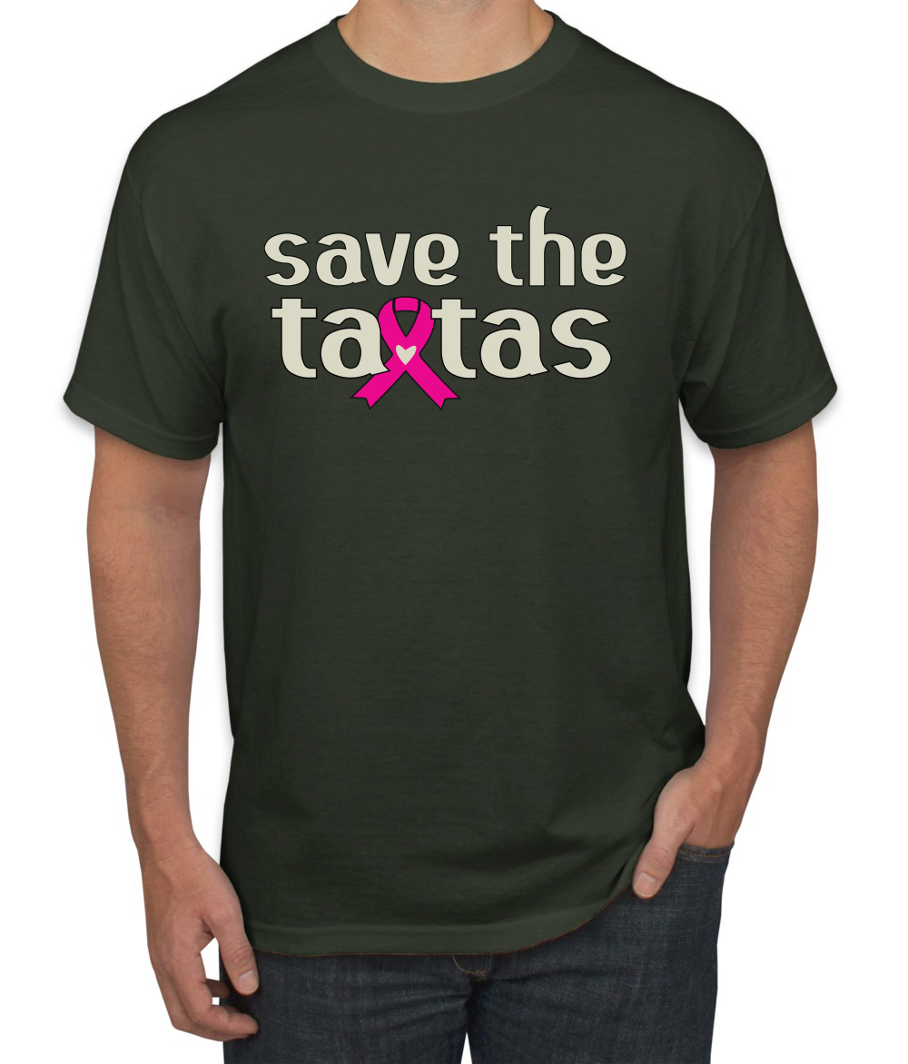 Camiseta para hombre Save the Tatas rosa con cinta de sobreviviente de cáncer - Imagen 22 de 25
