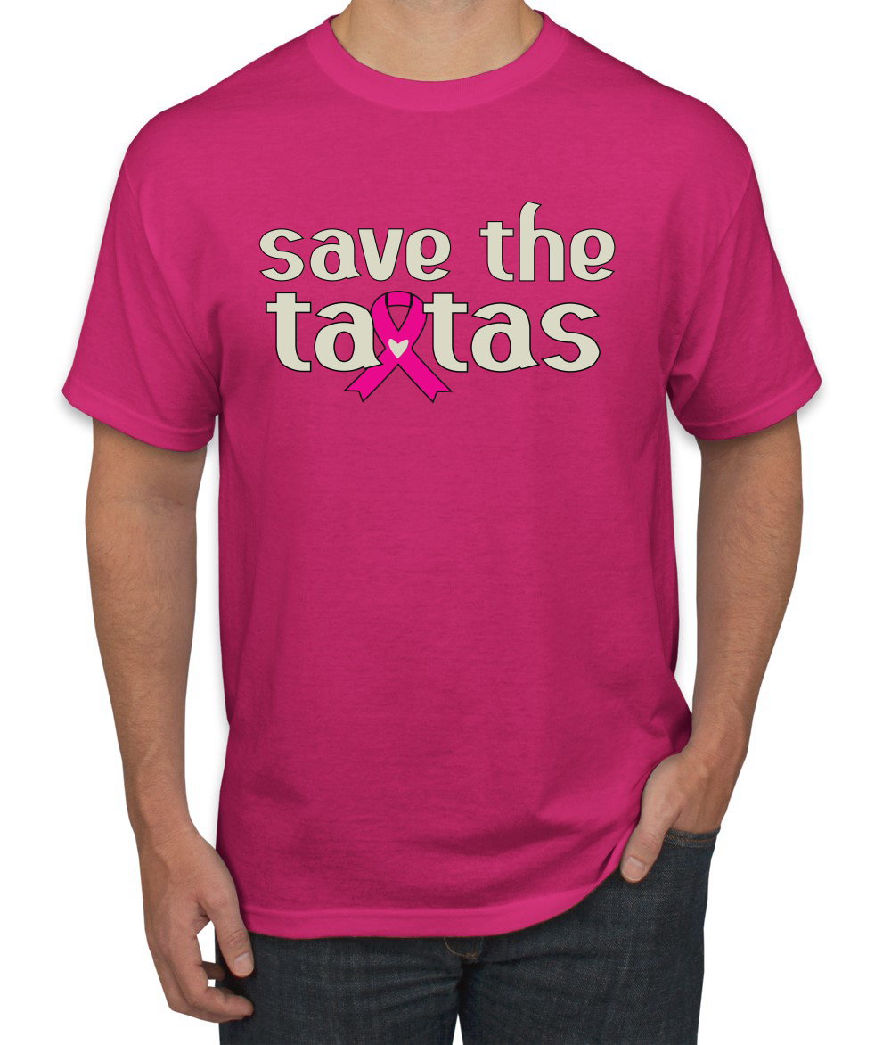 Camiseta para hombre Save the Tatas rosa con cinta de sobreviviente de cáncer - Imagen 5 de 25
