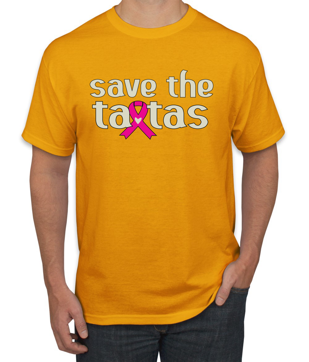 Camiseta para hombre Save the Tatas rosa con cinta de sobreviviente de cáncer - Imagen 6 de 25