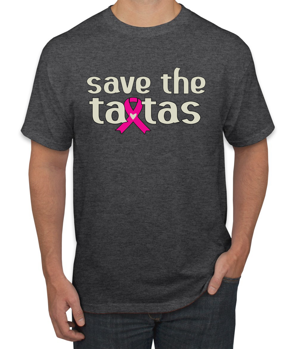 Camiseta para hombre Save the Tatas rosa con cinta de sobreviviente de cáncer - Imagen 7 de 25