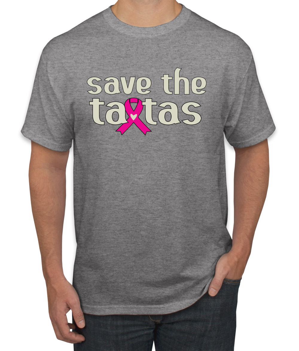 Camiseta para hombre Save the Tatas rosa con cinta de sobreviviente de cáncer - Imagen 8 de 25