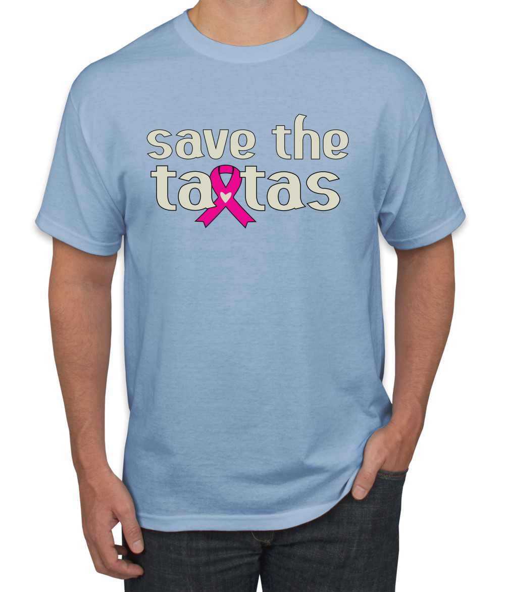 Camiseta para hombre Save the Tatas rosa con cinta de sobreviviente de cáncer - Imagen 10 de 25