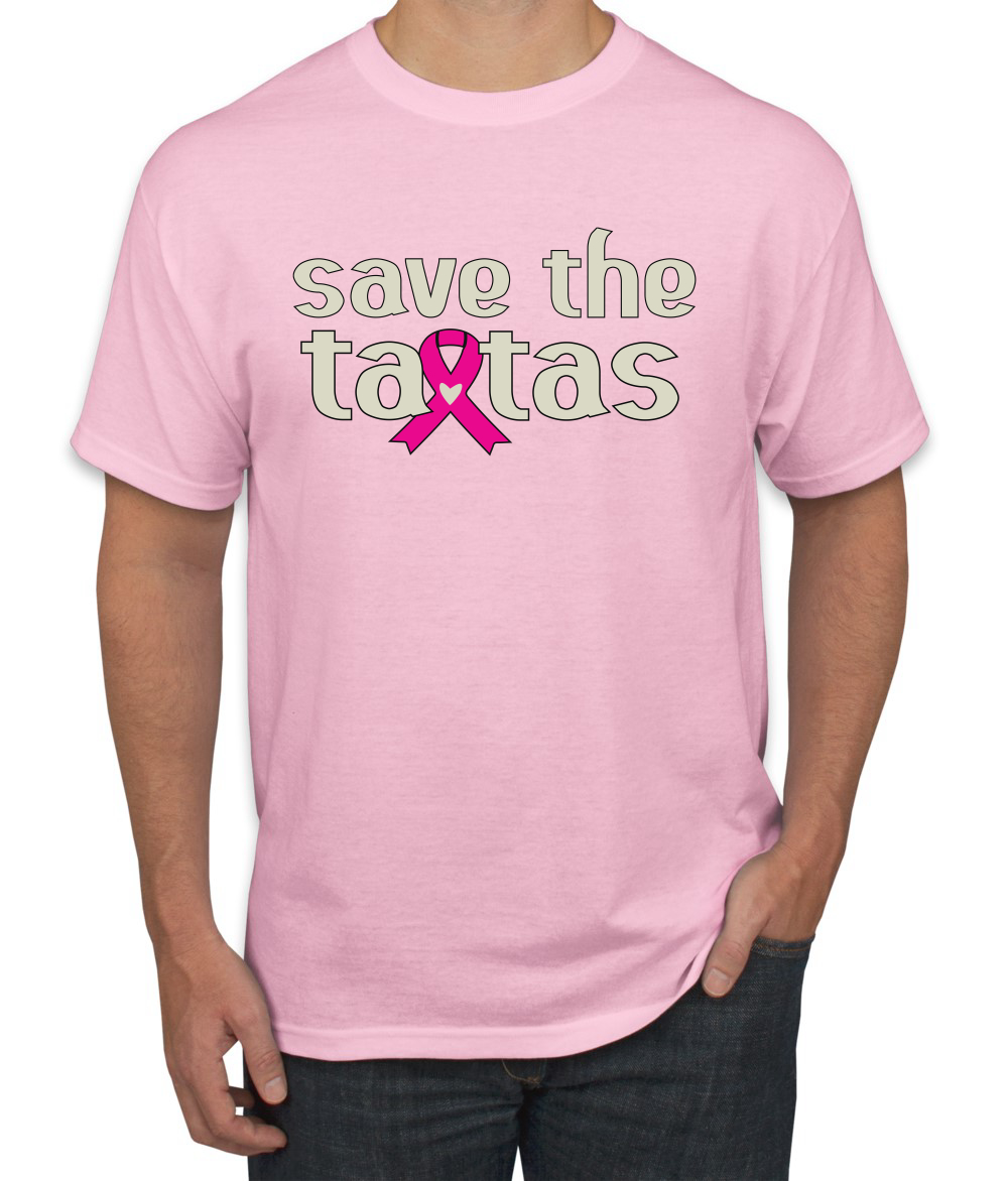 Camiseta para hombre Save the Tatas rosa con cinta de sobreviviente de cáncer - Imagen 11 de 25