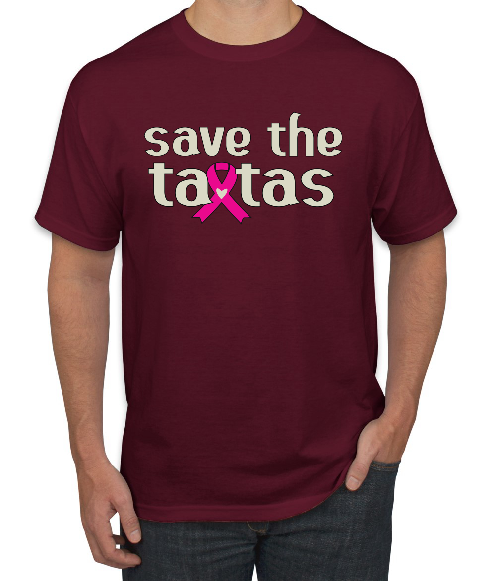 Camiseta para hombre Save the Tatas rosa con cinta de sobreviviente de cáncer - Imagen 13 de 25