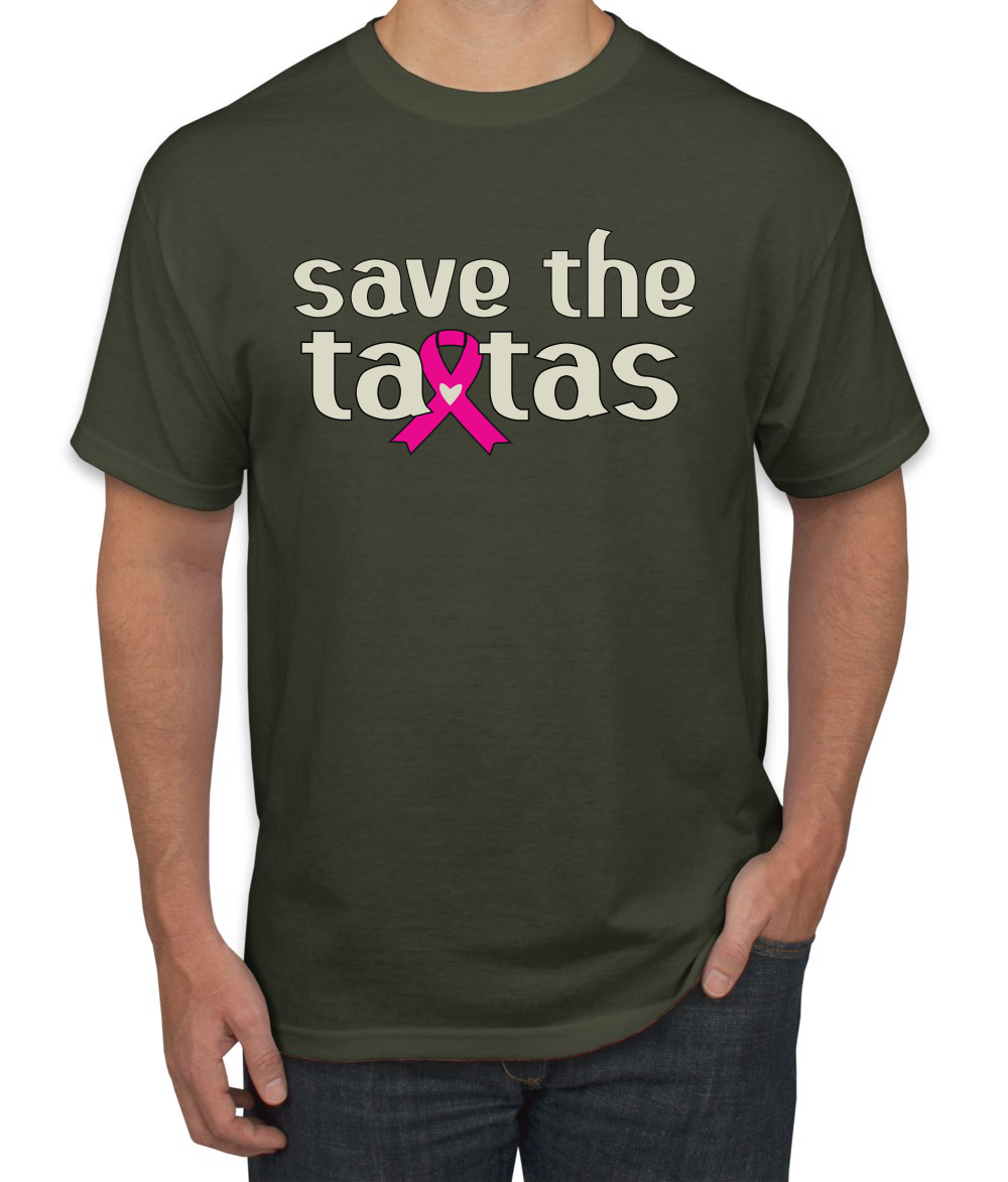 Camiseta para hombre Save the Tatas rosa con cinta de sobreviviente de cáncer - Imagen 14 de 25