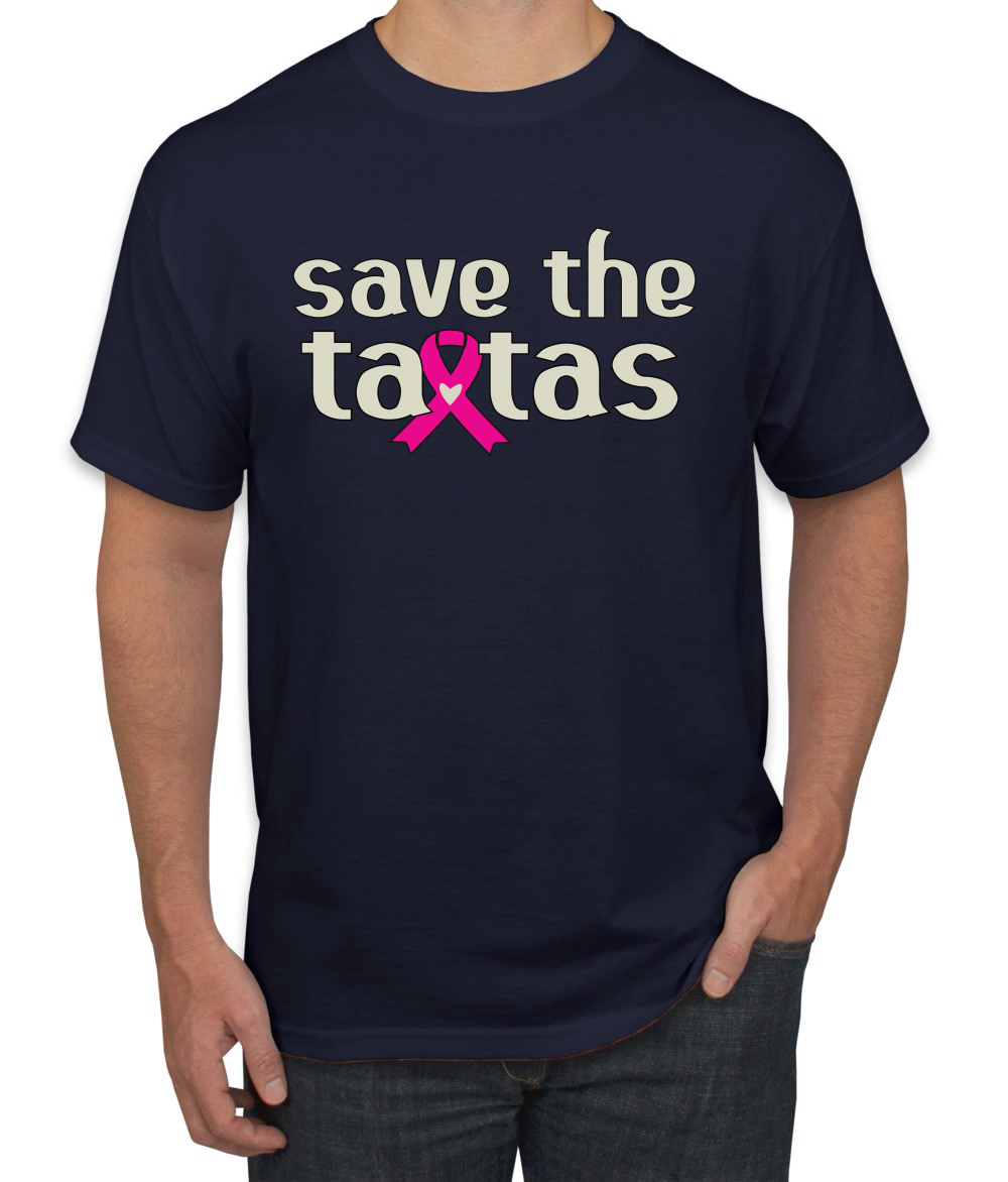 Camiseta para hombre Save the Tatas rosa con cinta de sobreviviente de cáncer - Imagen 16 de 25