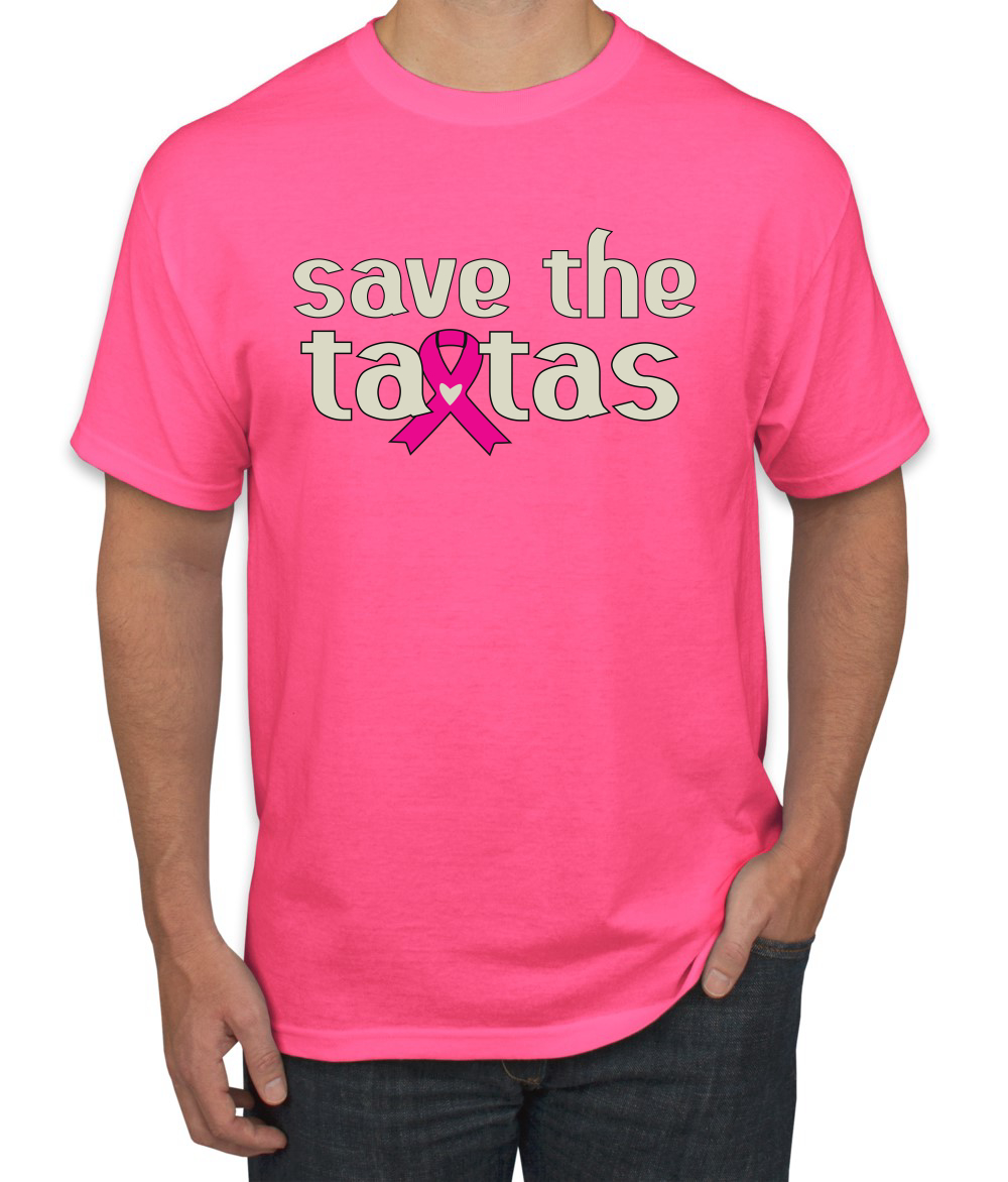 Camiseta para hombre Save the Tatas rosa con cinta de sobreviviente de cáncer - Imagen 15 de 25