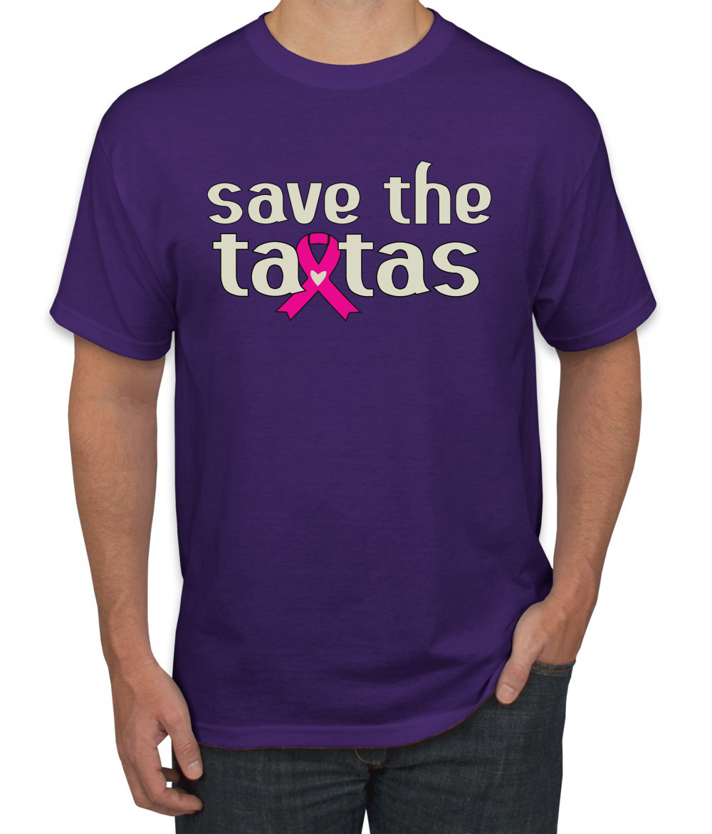 Camiseta para hombre Save the Tatas rosa con cinta de sobreviviente de cáncer - Imagen 18 de 25