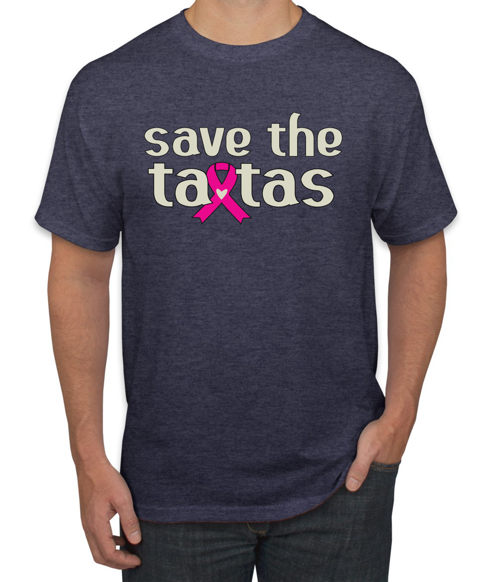 Camiseta para hombre Save the Tatas rosa con cinta de sobreviviente de cáncer - Imagen 24 de 25