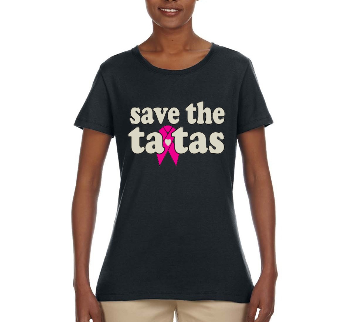 Save The Tatas Pink Cancer Survivor Ribbon Womens Tshirt Ebay