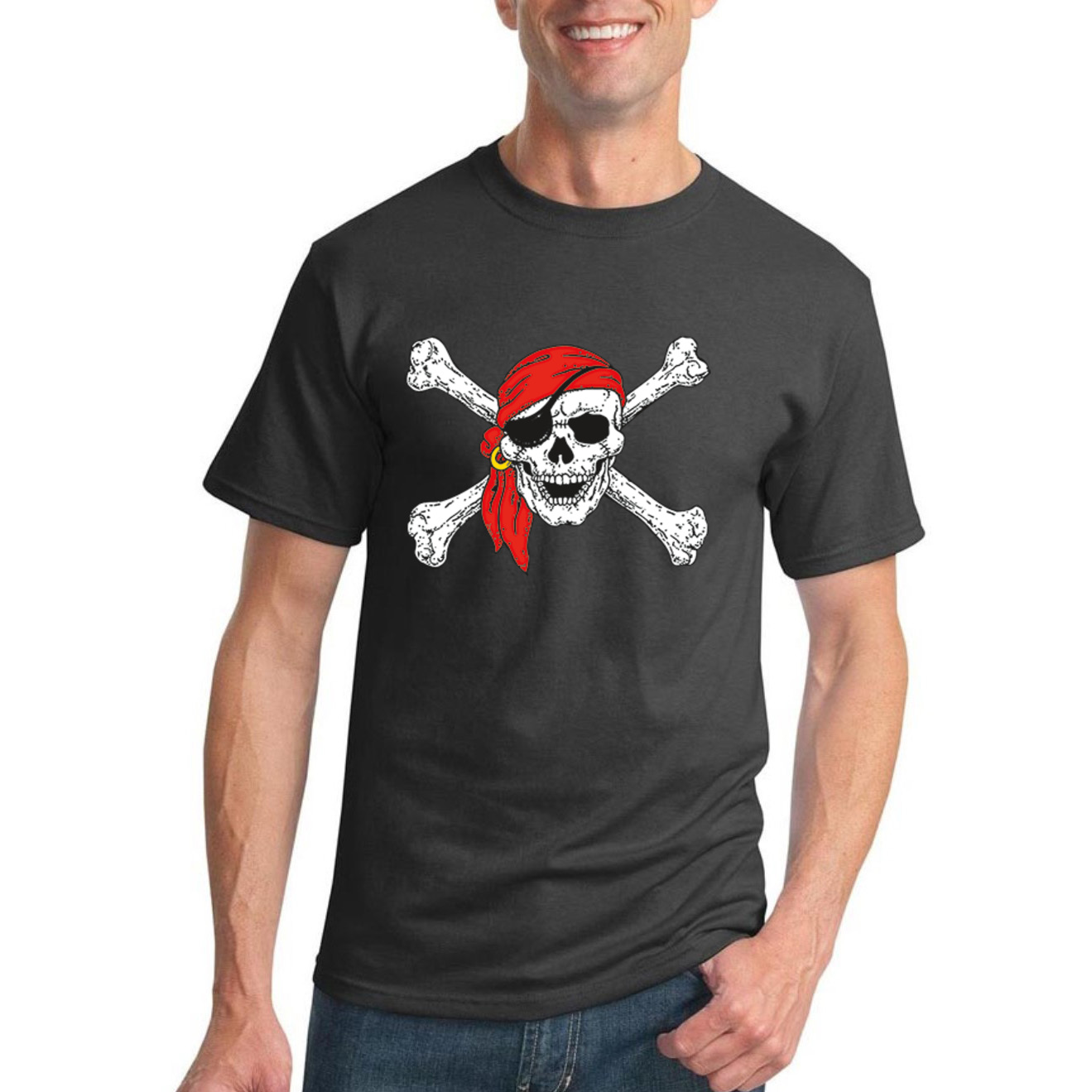 Camiseta Jolly Roger Piratas Calavera y Huesos Clásica Pirata en Bandana Humor T - Imagen 4 de 24