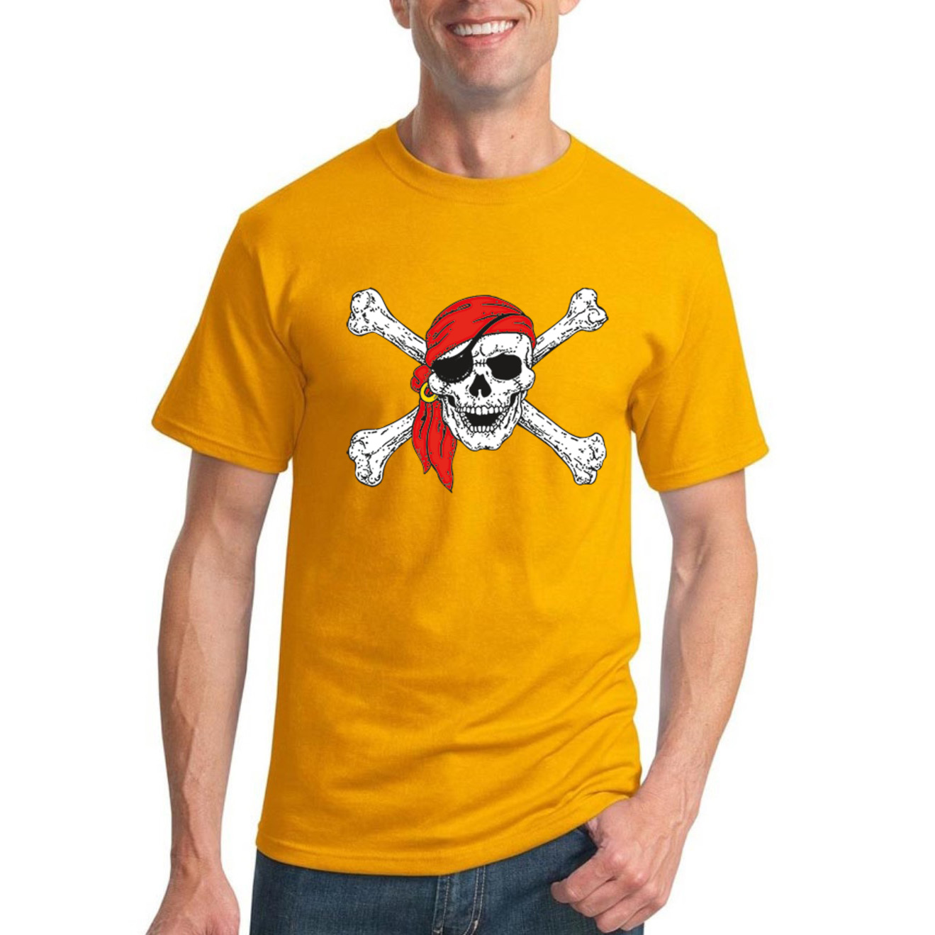 Camiseta Jolly Roger Piratas Calavera y Huesos Clásica Pirata en Bandana Humor T - Imagen 6 de 24