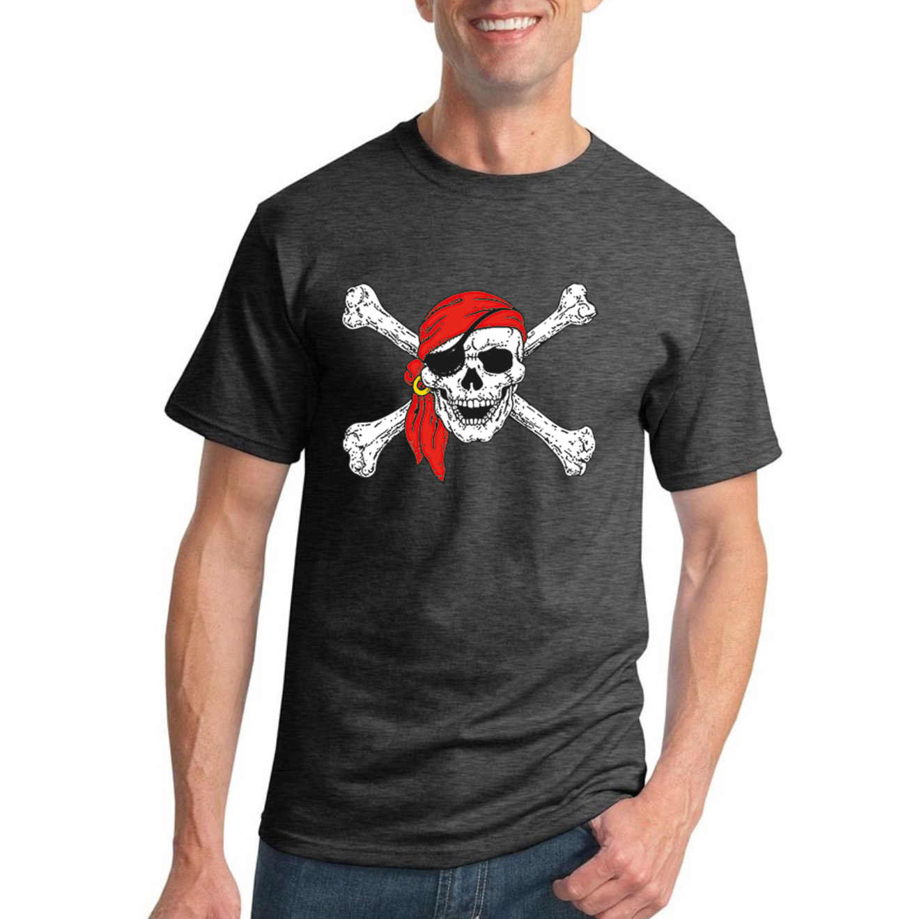 Camiseta Jolly Roger Piratas Calavera y Huesos Clásica Pirata en Bandana Humor T - Imagen 7 de 24