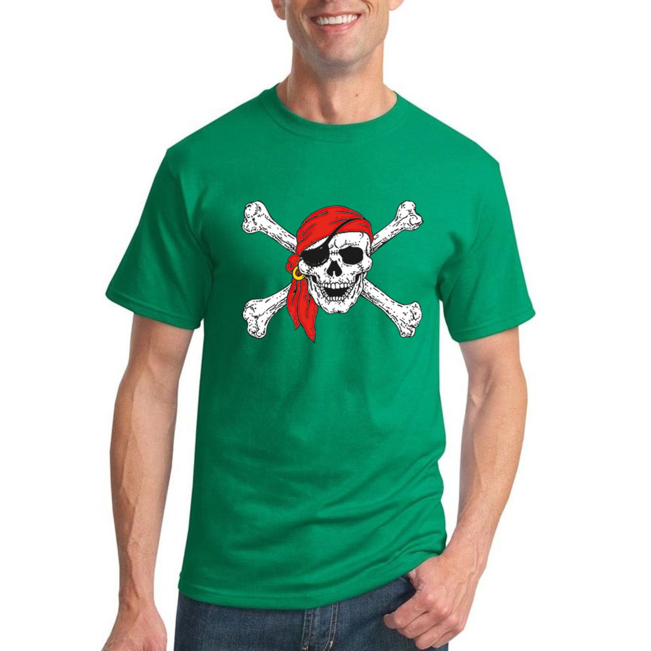 Camiseta Jolly Roger Piratas Calavera y Huesos Clásica Pirata en Bandana Humor T - Imagen 9 de 24