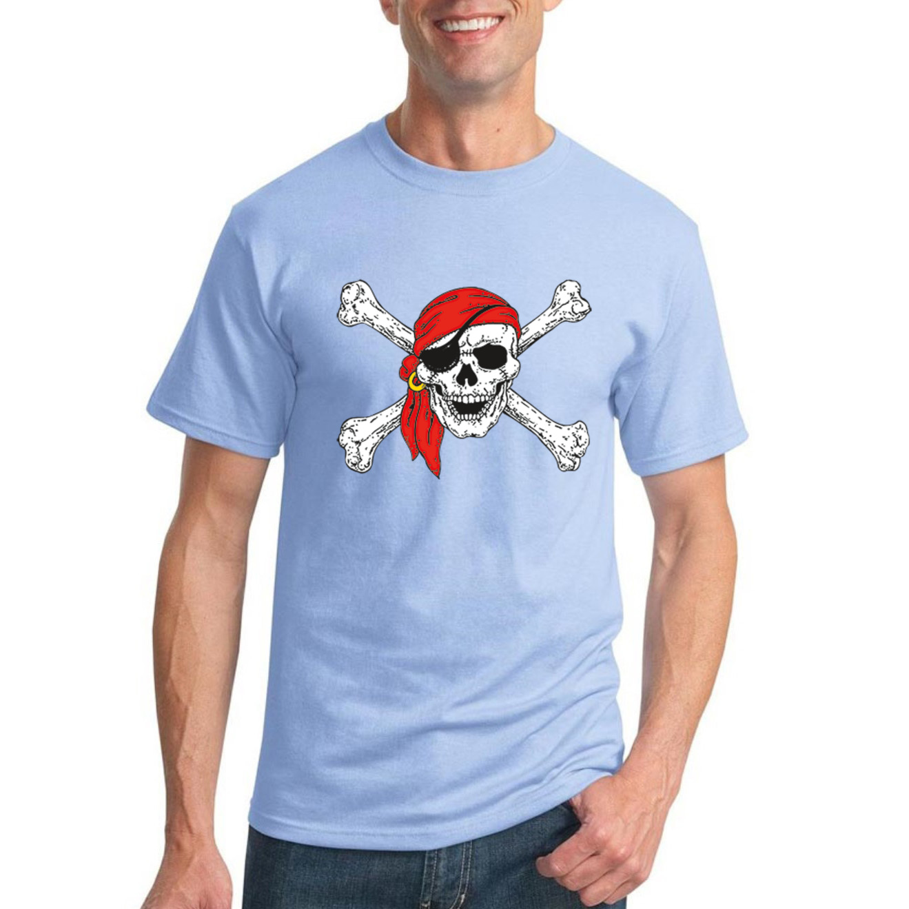 Camiseta Jolly Roger Piratas Calavera y Huesos Clásica Pirata en Bandana Humor T - Imagen 10 de 24