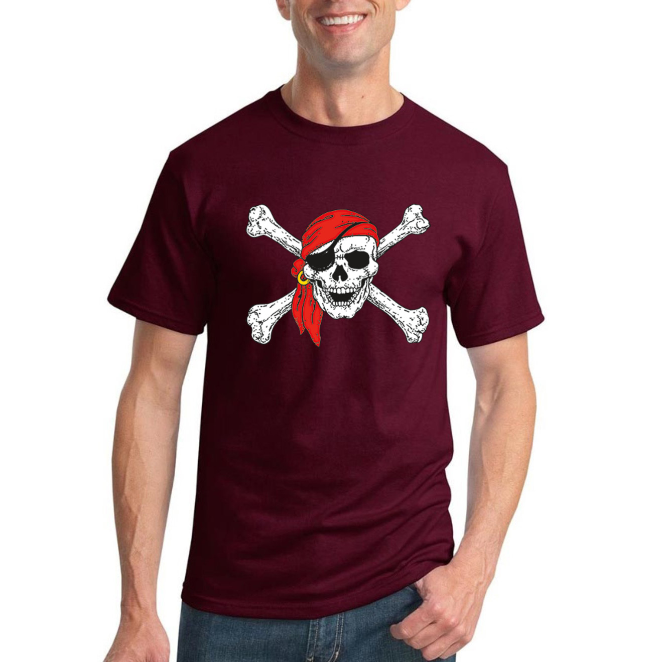 Camiseta Jolly Roger Piratas Calavera y Huesos Clásica Pirata en Bandana Humor T - Imagen 13 de 24