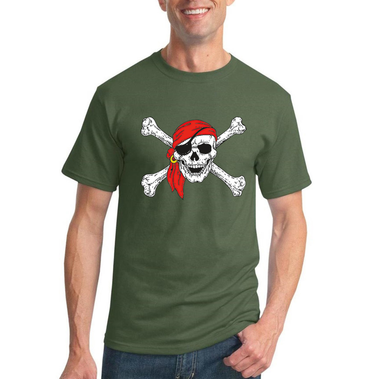 Camiseta Jolly Roger Piratas Calavera y Huesos Clásica Pirata en Bandana Humor T - Imagen 14 de 24