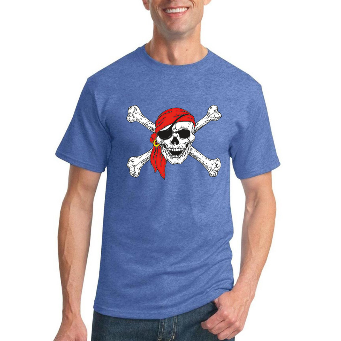 Camiseta Jolly Roger Piratas Calavera y Huesos Clásica Pirata en Bandana Humor T - Imagen 22 de 24