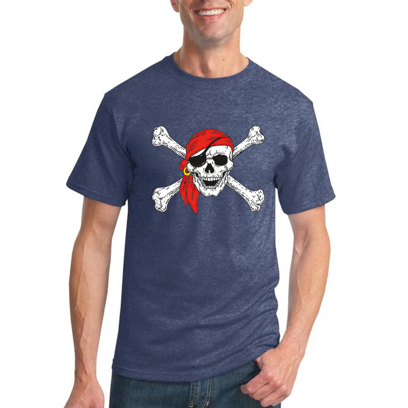Camiseta Jolly Roger Piratas Calavera y Huesos Clásica Pirata en Bandana Humor T - Imagen 23 de 24