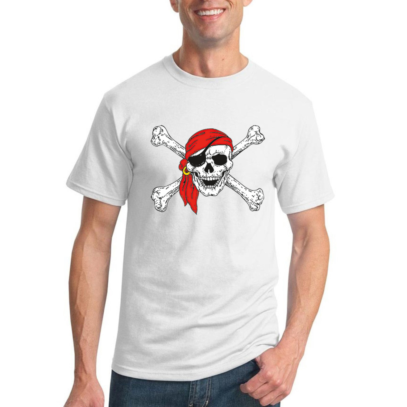 Camiseta Jolly Roger Piratas Calavera y Huesos Clásica Pirata en Bandana Humor T - Imagen 21 de 24