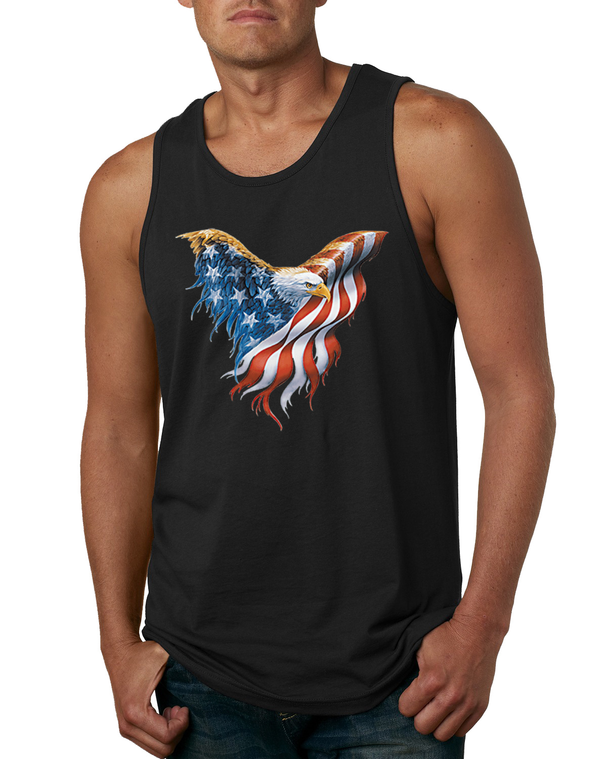 American Flag Eagle Men Tank Top - Picture 3 of 12