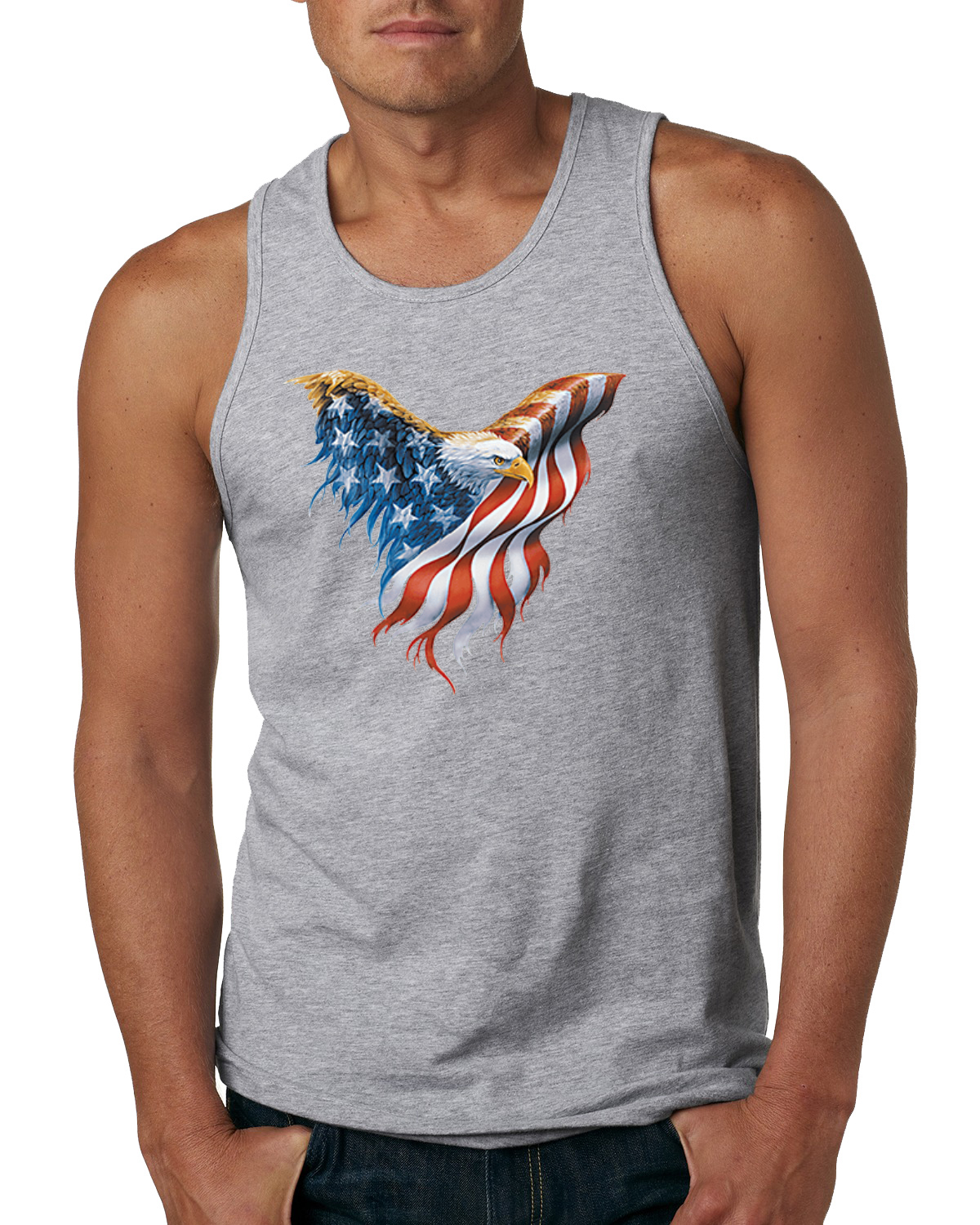 American Flag Eagle Men Tank Top - Picture 4 of 12
