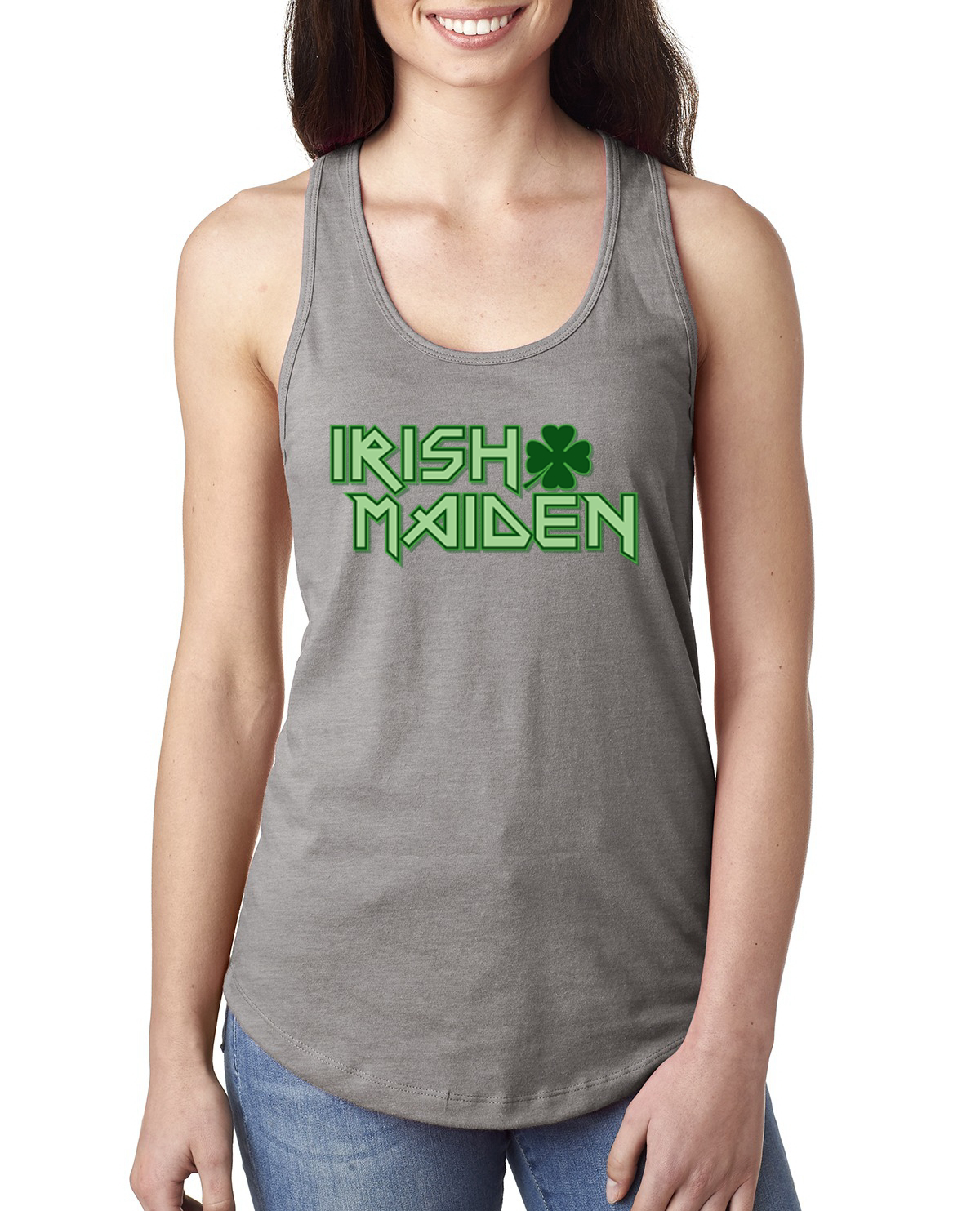 Irish Maiden Funny Irish Parody St Patricks Day Ladies Racerback Tank Top - Picture 4 of 6