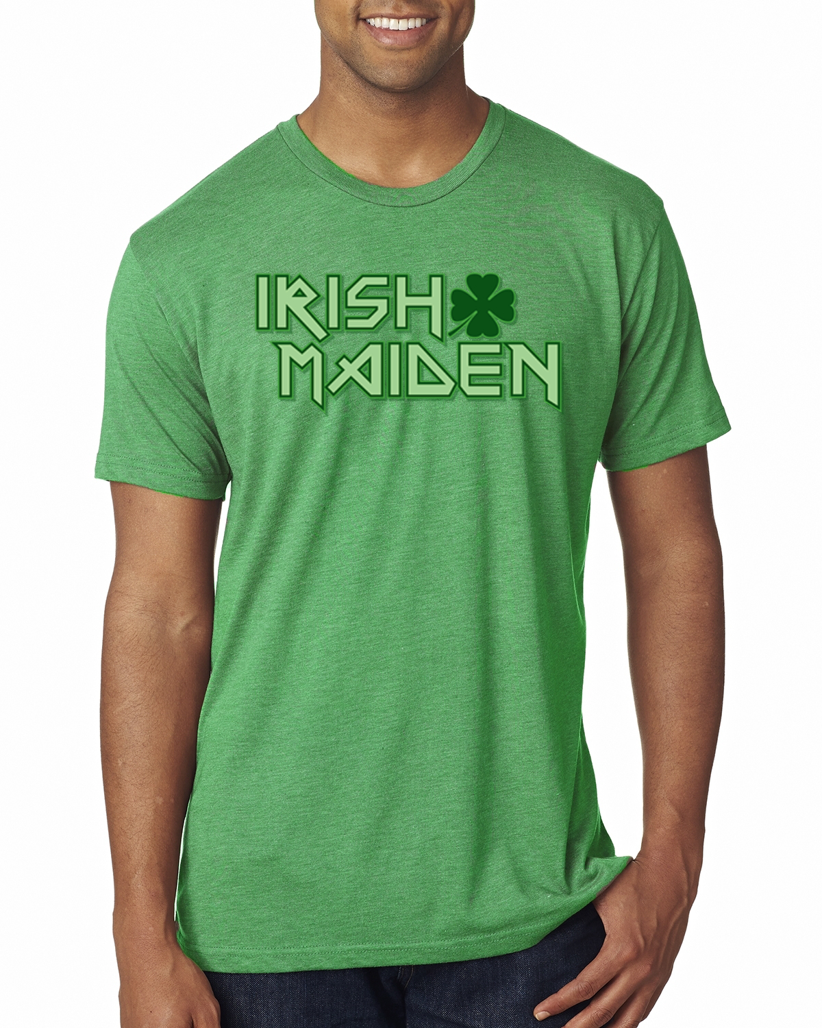 Irish Maiden Funny Irish Parody St Patricks Day Men Premium Tri Blend Tshirt - Picture 3 of 6