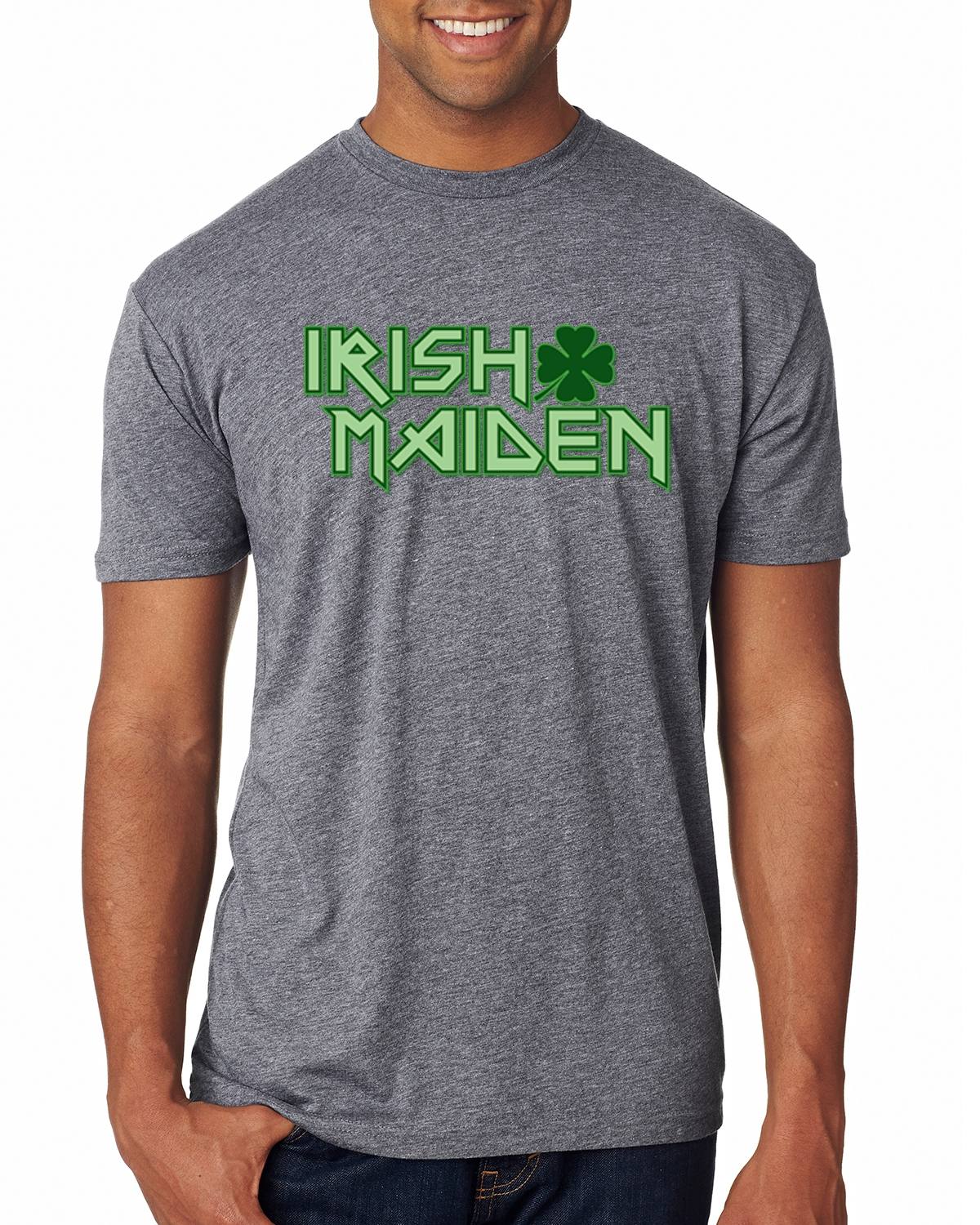 Irish Maiden Funny Irish Parody St Patricks Day Men Premium Tri Blend Tshirt - Picture 4 of 6