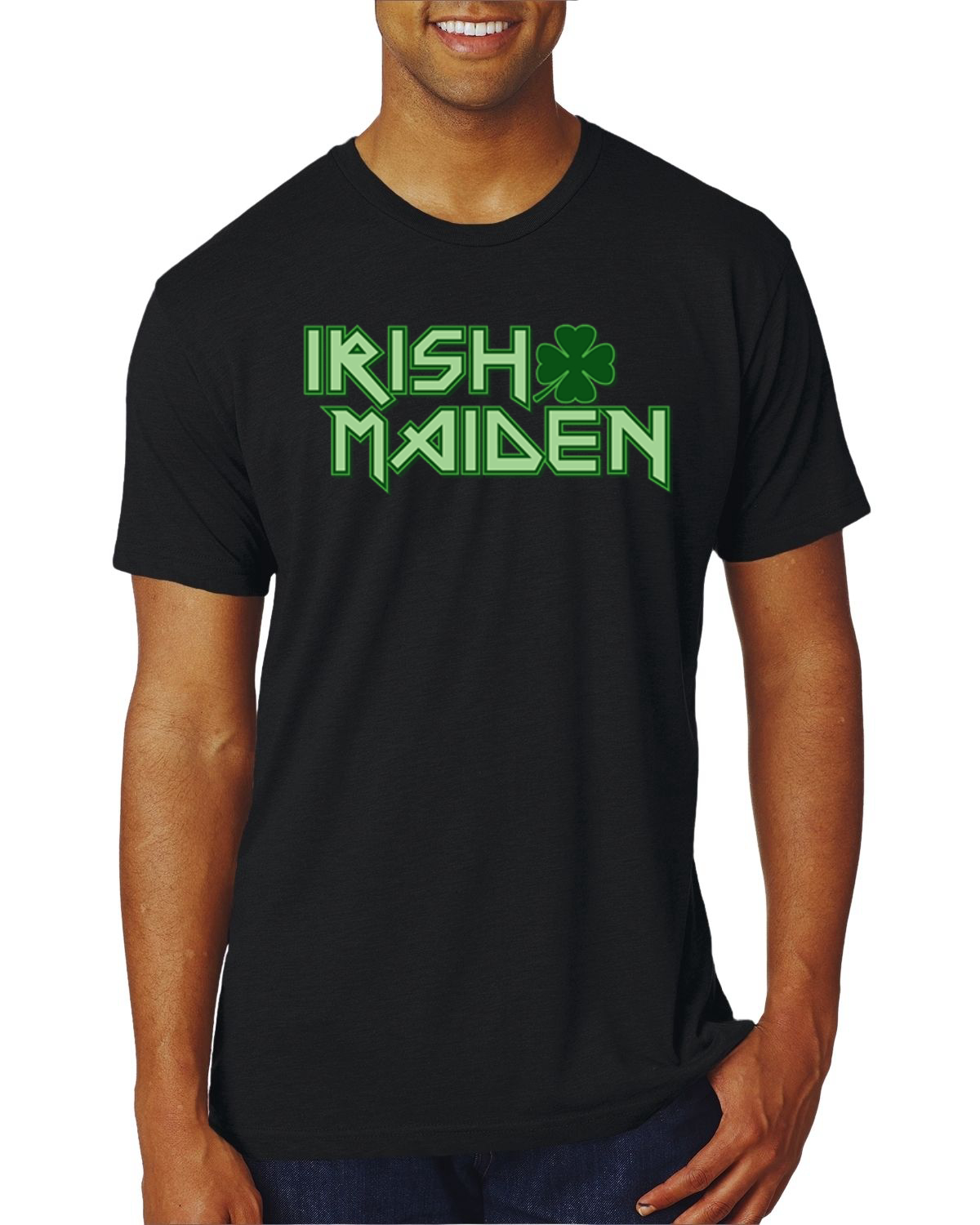 Irish Maiden Funny Irish Parody St Patricks Day Men Premium Tri Blend Tshirt - Picture 6 of 6